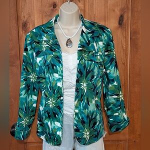Draper's & Damon's Teal and White Floral‎ Jacket